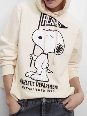 NWOT Snoopy Hoodie ZARA Graphic Large Peplum Peanuts Dressy Sweatshirt Costume